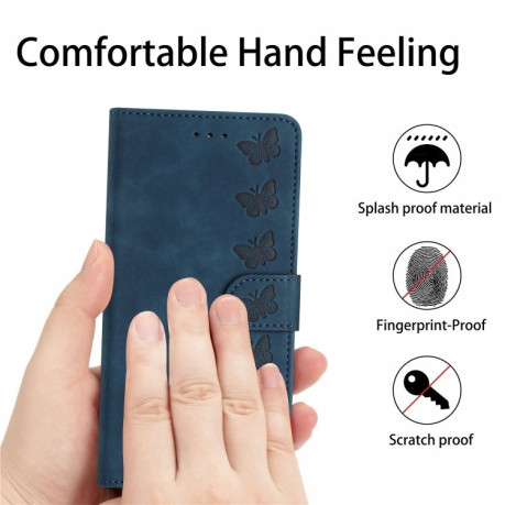 Чехол-книжка Flower Butterfly Embossing для Samsung Galaxy S25+ 5G - синий