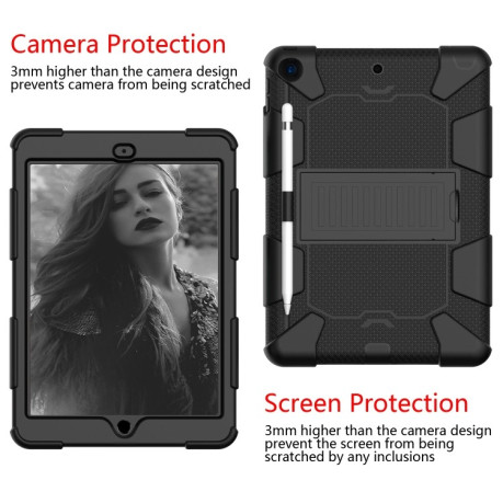 Противоударный чехол Two-Color Silicone Protection с держателем для стилуса на iPad 10.2 - черный