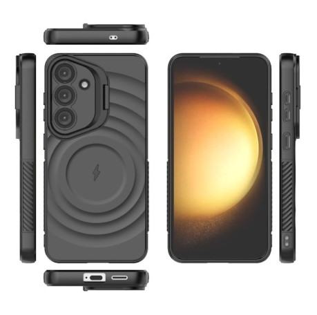 Чохол Lens Frame Bracket Corrugated MagSafe для Samsung Galaxy S25 5G - чорний