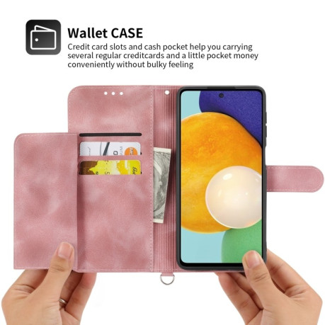 Чехол-книжка Skin-feel Flowers Embossed для OPPO Reno8 T 4G Global - розовый