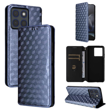 Чехол-книжка Cubic Grid Calf Texture на Motorola Edge 70 5G — синий