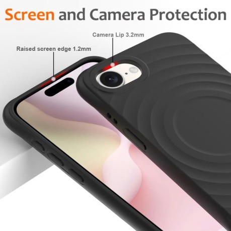Чохол протиударний Wave Texture MagSafe Magnetic Liquid Silicone для iPhone 16e - чорний