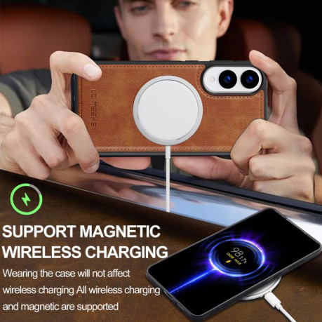Чохол LC.IMEEKE Magsafe для Samsung Galaxy S25 Edge 5G - коричневий
