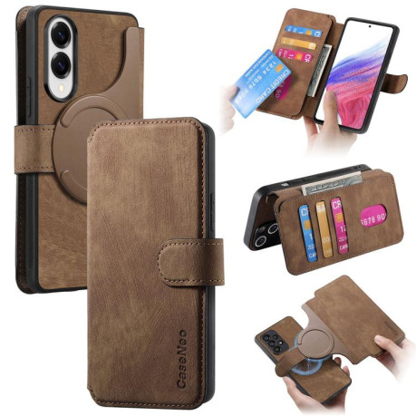Чехол-книжка CaseNeo MagSafe RFID Anti-theft Retro Leather для Samsung Galaxy S25 Edge 5G - коричневый