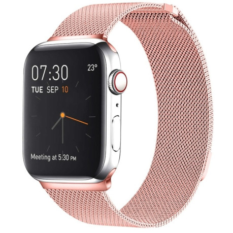 Браслет із нержавіючої сталі Milanese Loop Magnetic для Apple Watch Ultra 49mm /45mm /44mm /42mm - рожевий