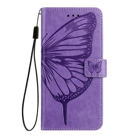 Чехол-книжка Embossed Butterfly для Motorola Moto G85 - фиолетовый