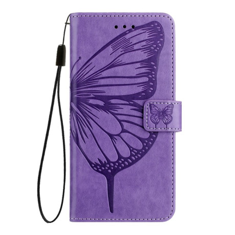 Чехол-книжка Embossed Butterfly для Samsung Galaxy M55 - фиолетовый