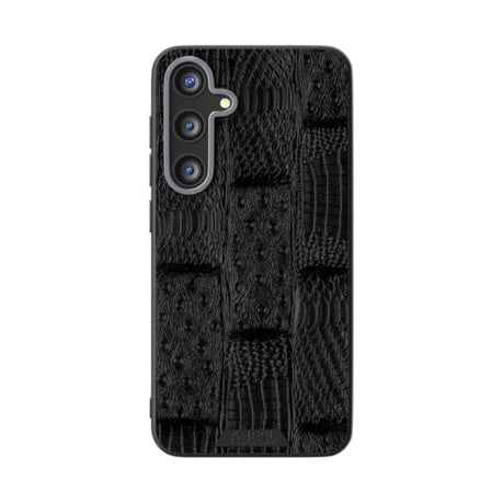 Чохол ABEEL з фактурою Beast Pattern 6D Micro-Embossed з MagSafe з натуральної шкіри Samsung Galaxy S25 FE 5G - чорний