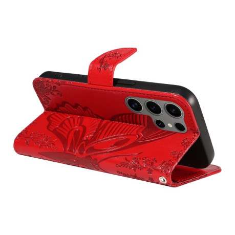 Чохол-книжка Swallowtail Butterfly Embossed Leather для Samsung Galaxy S25 Ultra 5G - червоний
