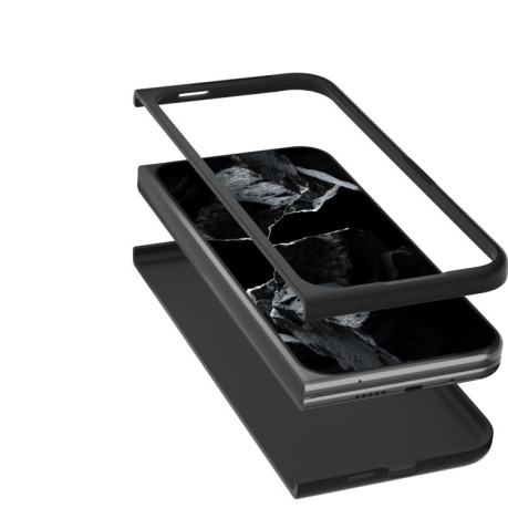 Противоударный чехол Black Frame PU Leather Full Coverage для Google Pixel 9 Pro Fold - черный