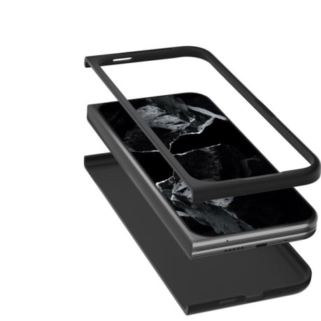 Противоударный чехол Black Frame PU Leather Full Coverage для Google Pixel 9 Pro Fold  - синий