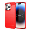 Чохол протиударний Brushed Texture Carbon Fiber на iPhone 15 Pro Max - червоний