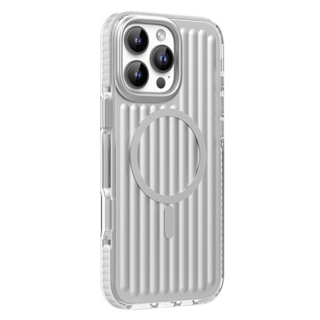 Чохол Mutural Corrugated Texture Magsafe Magnetic Shockproof для iPhone 16 Pro Max - сріблястий