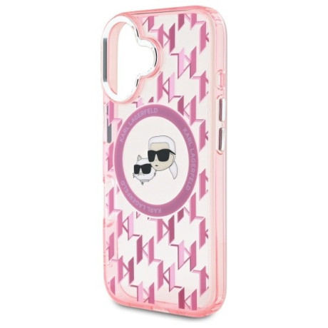 Оригінальний чохол Karl Lagerfeld IML Monogram Karl &amp; Choupette Head MagSafe для iPhone 16 - Pink