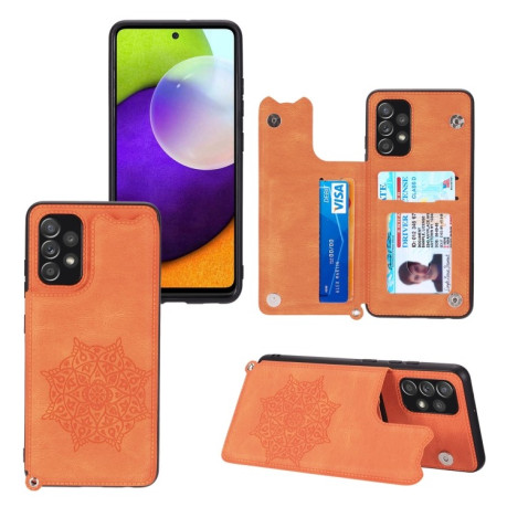 Противоударный Mandala Embossed Card Slots для Samsung Galaxy A23 4G - оранжевый