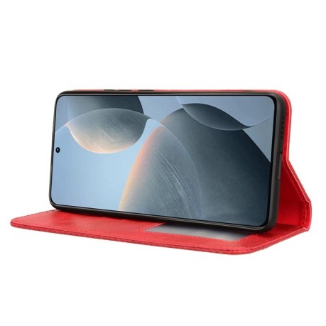 Чехол-книжка Magnetic Buckle Retro Crazy Horse Texture на Xiaomi Poco X6 Pro - красный