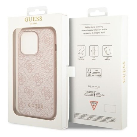 Оригінальний чохол Guess 4G Metal Gold Logo для iPhone 14 Pro Max - pink