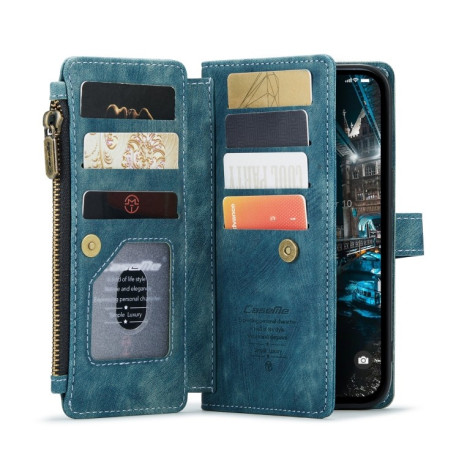 Кожаный чехол-кошелек CaseMe-C30 для  iPhone 14 Max - синий
