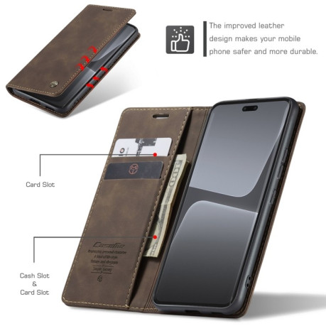 Кожаный чехол CaseMe-013 Multifunctional на Xiaomi 13 Lite - кофейный