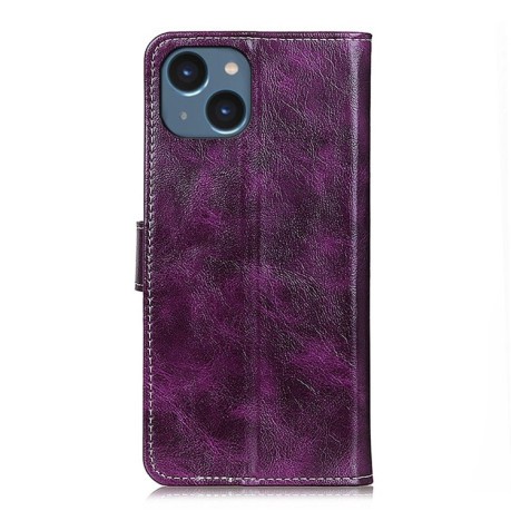 Чехол-книжка Magnetic Retro Crazy Horse Texture на iPhone 15 Plus - фиолетовый