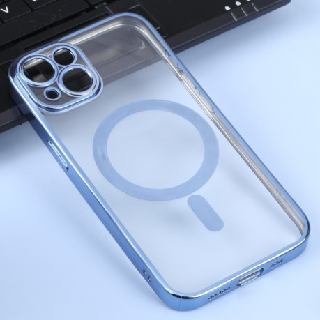 Противоударный чехол MagSafe Electroplating Straight для iPhone 14 Plus - синий