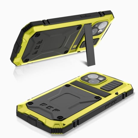 Протиударний металевий чохол R-JUST Dustproof на iPhone 15 Plus - жовтий