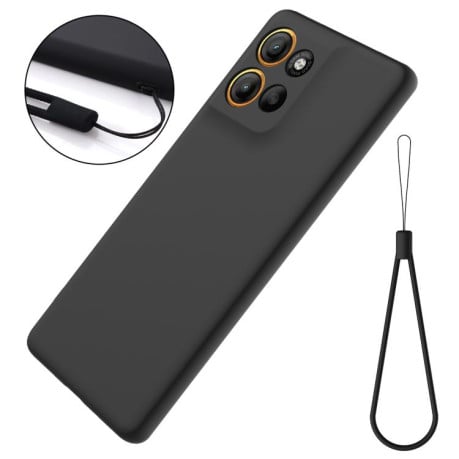 Силиконовый чехол Solid Color Liquid Silicone на Motorola Moto G15 Power - черный