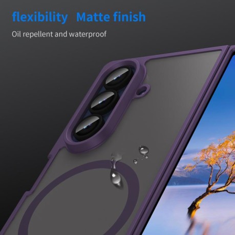 Противоударный чехол Fan Dun Series TPU Hybrid PC Frosted Magsafe для Samsung Galaxy Fold 7 5G - фиолетовый