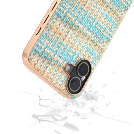 Чохол Electroplated Frame Color Lattice PU для iPhone 16 Plus - синій