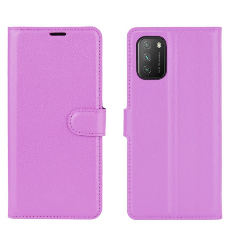 Чохол-книжка Litchi Texture на Xiaomi Poco M3 - фіолетовий