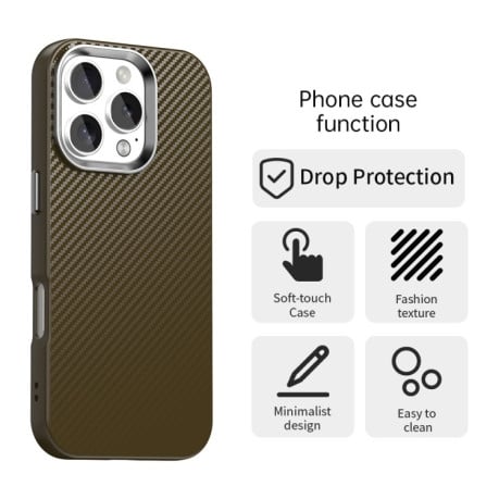 Ударозахисний чохол HMC Carbon Fiber Series IMD на iPhone 16 Pro Max - коричневий