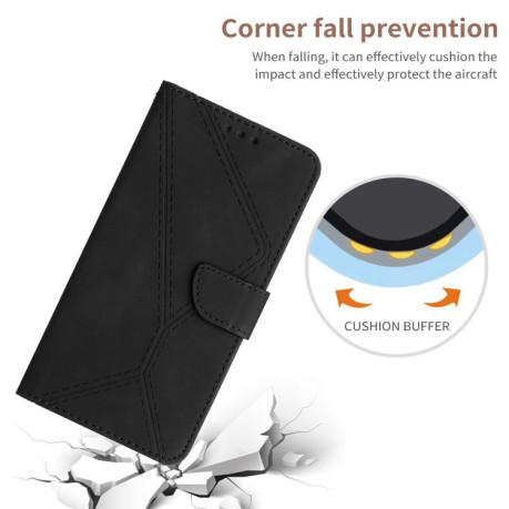 Чехол-книжка Stitching Embossed Leather для Motorola Edge 60 - черный