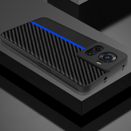 Противоударный чехол Carbon Fiber Splicing для OnePlus 10R / Ace - синий