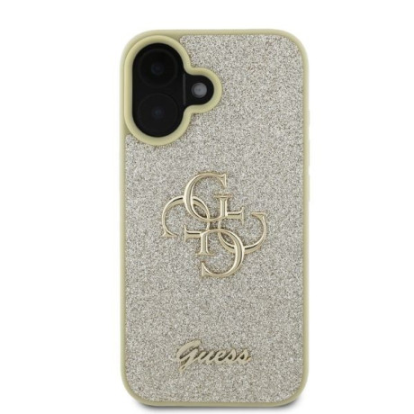 Оригинальный чехол Guess Big Metal Logo Fixed Glitter для iPhone 16 - Gold