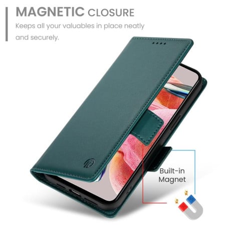Чехол-книжка Side Buckle Magnetic Frosted Leather на Xiaomi Redmi 15 5G / 4G EU 171mm - зеленый