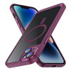 Противоударный чехол Frosted Lens MagSafe для iPhone 15 - пурпурно-красный
