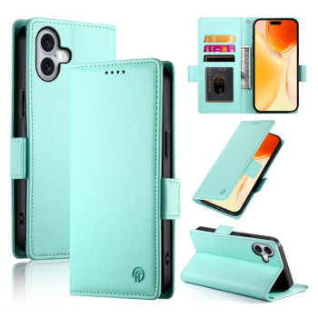 Чехол-книжка Side Buckle Magnetic Frosted Leather для iPhone 16 Plus - зеленый