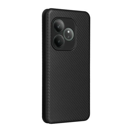 Чехол-книжка Carbon Fiber Texture на Realme GT 6 / GT 6T - черный