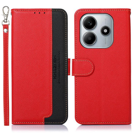 Чехол-книжка KHAZNEH Litchi Texture для Xiaomi Redmi Note 14 4G 164.84mm - красный