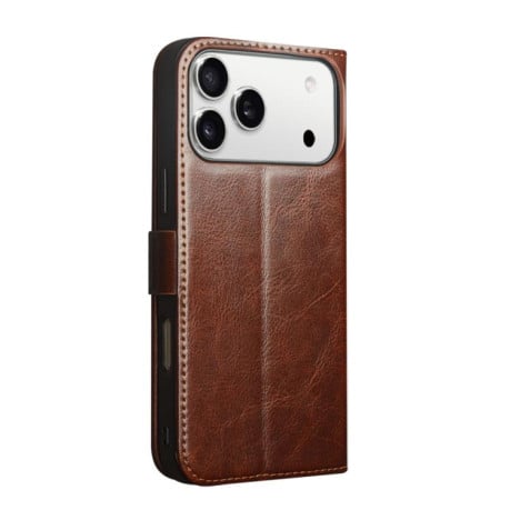 Чехол-книжка QIALINO Classic 103 Buckle с натуральной кожи на iPhone 17 Pro Max - коричневый