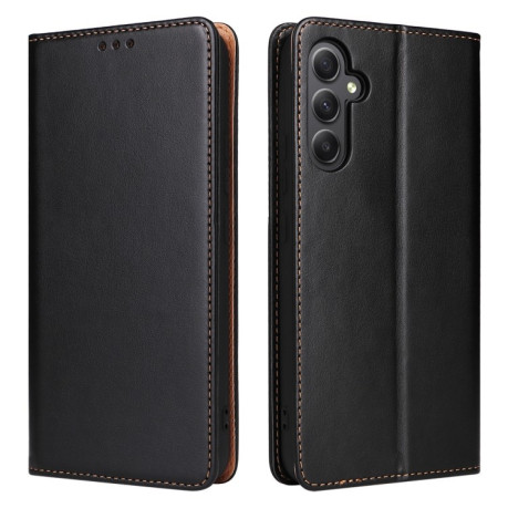 Шкіряний чохол-книжка Fierre Shann Genuine leather для Samsung Galaxy A34 5G - чорний