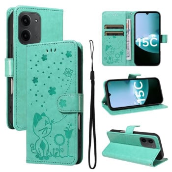 Чохол-книжка Cat Embossing Pattern на Xiaomi Redmi 15C 5G / 4G EU 173mm - зелений