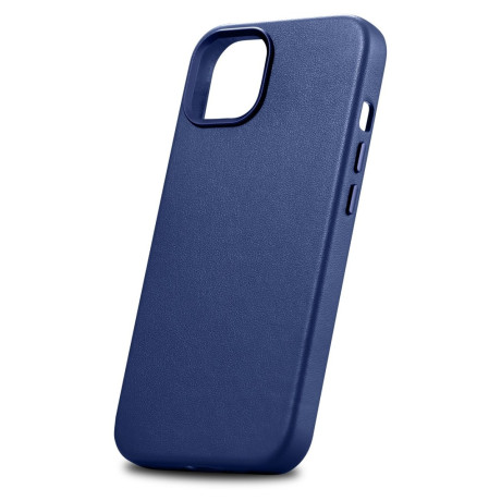 Кожаный чехол iCarer Genuine Leather (MagSafe) для iPhone 14 Plus - синий