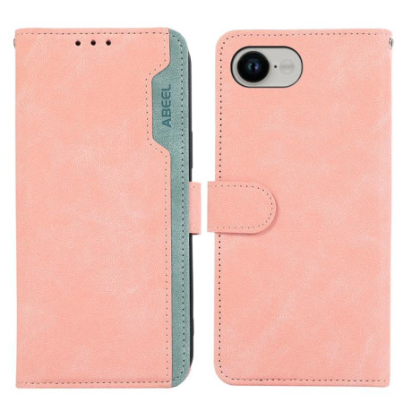 Чохол-книжка ABEEL Color Block Magnetic RFID Leather для iPhone 16e - Pink-Cyan