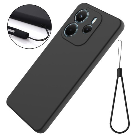 Силиконовый чехол Solid Color Liquid Silicone на Xiaomi Redmi Note 14 4G 164.84mm - черный