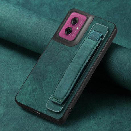 Протиударний чохол Retro Wristband Holder Leather Back для Motorola Moto G55 - зелений