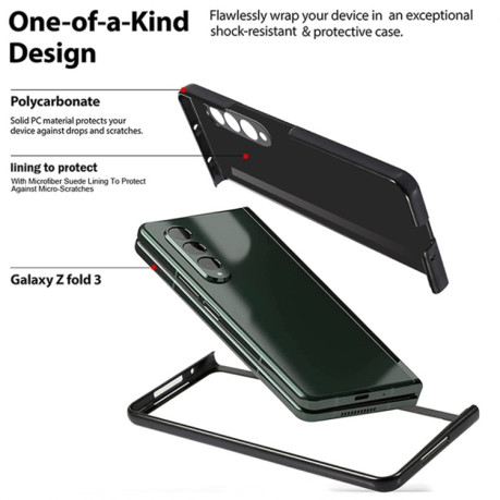Противоударный чехол Litchi Pattern Foldable для Samsung Galaxy Z Fold3 5G - черный