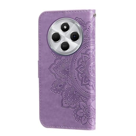 Чехол-книжка 7-petal Flowers Embossing для Xiaomi Redmi 14C 4G/Poco C75/Redmi A4 5G - фиолетовый