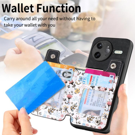Протиударний чохол Retro Painted Zipper Wallet для Xiaomi Poco F7 Ultra 5G - чорний