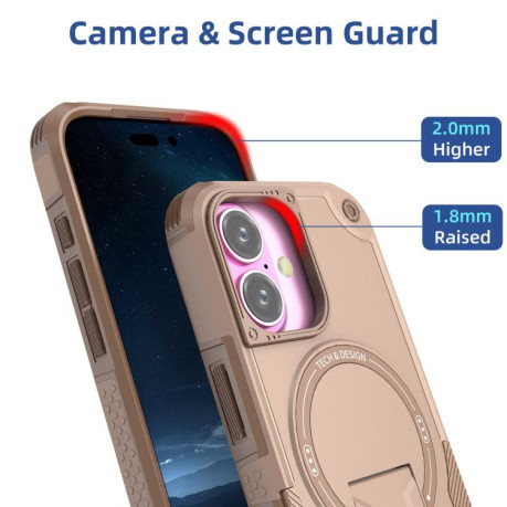 Противоударный чехол MagSafe Holder Armor PC Hybrid для iPhone 17 - Gold
